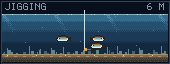 The jigging window: the jig hopping on a weed bed six metres down while pinfish nose around it.